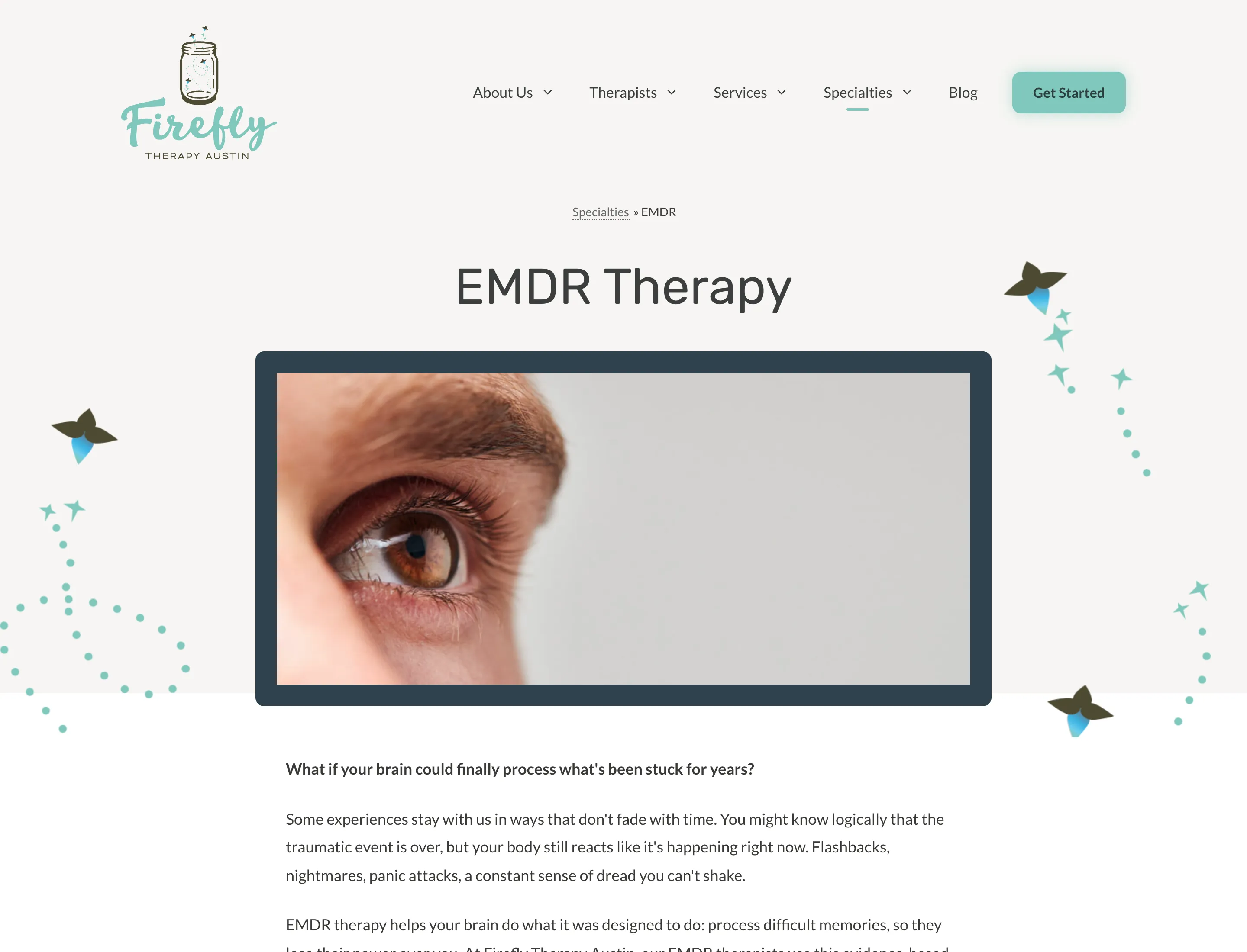 The EMDR specialty page, explaining what the approach is, who it helps and how to begin