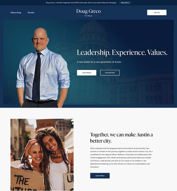 Doug Greco for Mayor website redesign